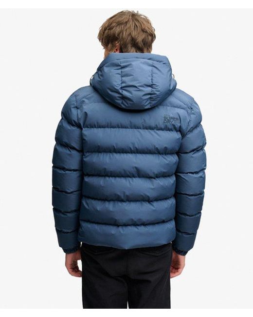 Superdry Blue & Co Hooded Sports Puffer Jacket for men