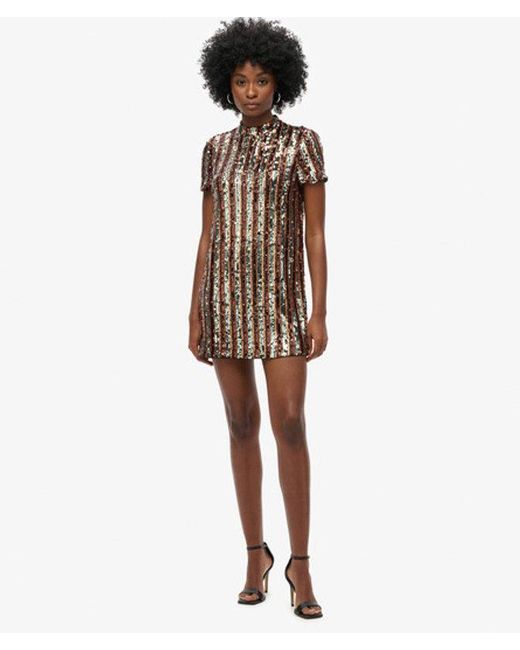 Superdry Metallic & Co Sequin T-shirt Mini Dress