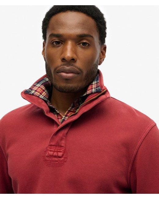 Superdry Red & Co Cotton Classic Pique Half Zip Sweatshirt for men