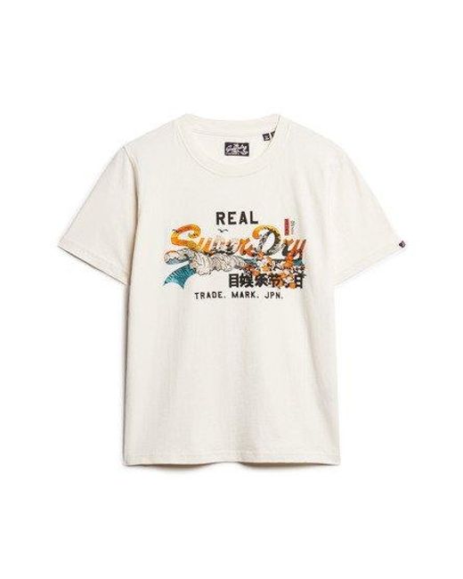 Superdry Tokyo T-shirt Met Relaxte Pasvorm in het White