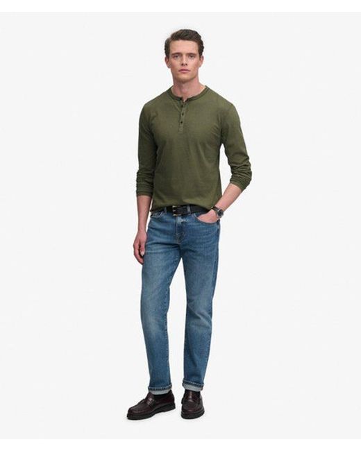 Superdry Green & Co Slub Long Sleeve Jersey Henley Top for men