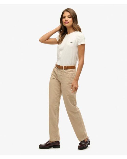Superdry White Straight Leg Cord Pants Size: 26/32