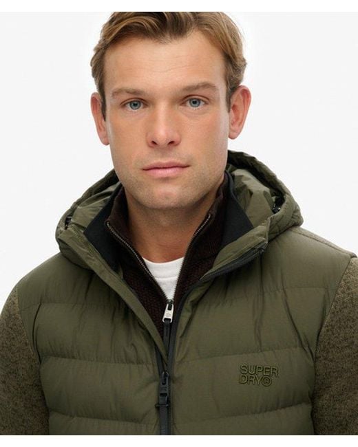 Superdry Green Hooded Storm Knit Hybrid Jacket for men