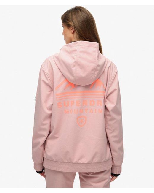Superdry Freestyle Softshell Ski Hoodie in het Pink