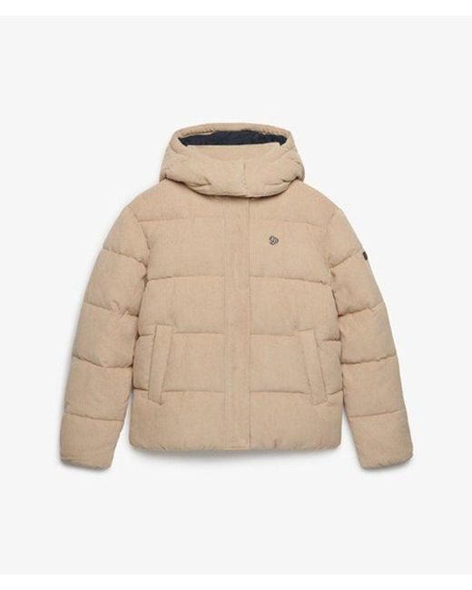 Superdry Natural & Co Premium Hooded Cord Puffer Jacket