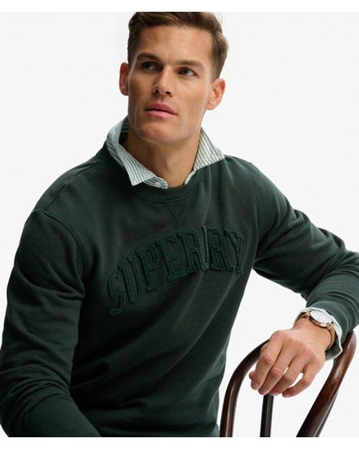 Superdry Green Vintage Athletic Tonal Crew Sweatshirt for men