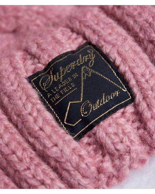 Superdry Pink & Co Tweed Cable Beanie