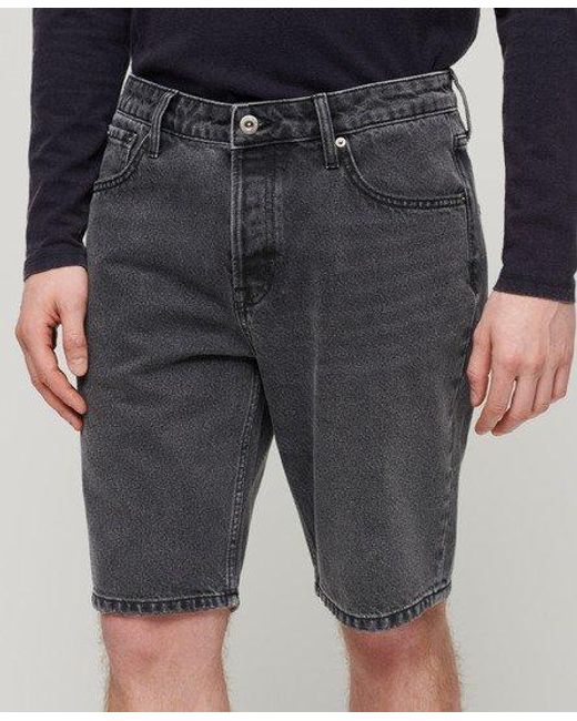 Superdry Blue Straight Denim Shorts for men