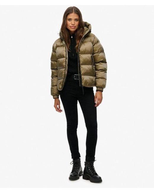 Superdry Green & Co Hooded Luxe Sports Puffer Jacket