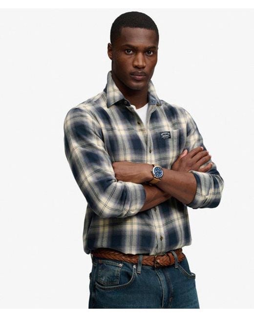 Superdry Blue & Co Long Sleeve Cotton Lumberjack Shirt for men