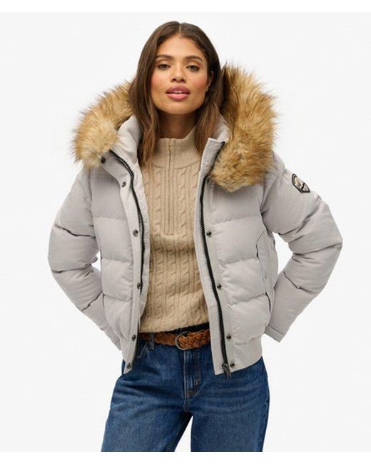 Superdry Gray Everest Hooded Bomber Jacket