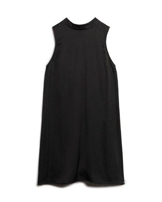 Superdry Black Satin High Neck Mini Dress
