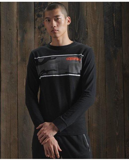 Superdry Black Core Logo Camo Stripe T-Shirt for men