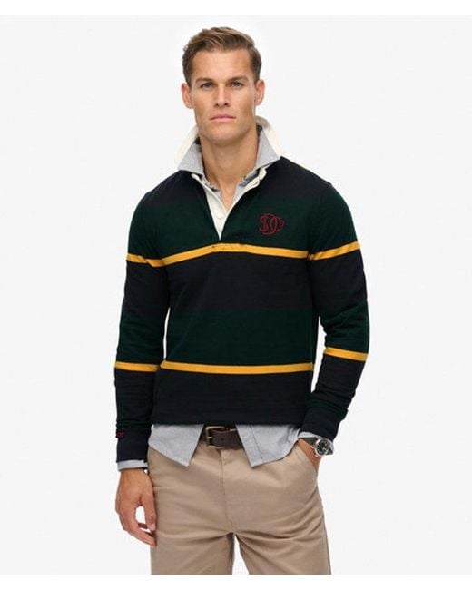 Superdry Green & Co Vintage Athletic Stripe Rugby Top for men