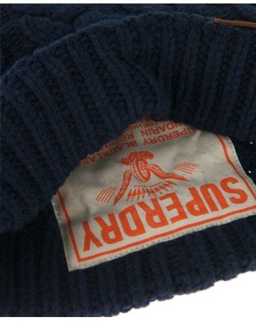Superdry Blue Oversized Cable Beanie Dull Dark