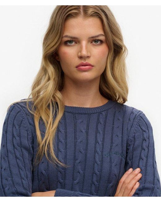 Superdry Blue Essentials Slim Cable Jumper