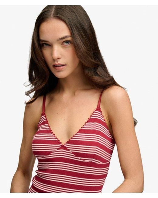 Superdry Red & Co Stripe Ribbed Jersey Mini Dress