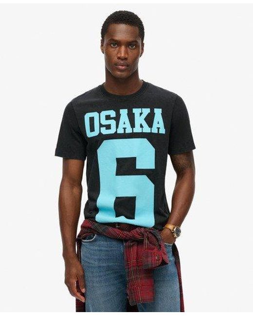 Superdry Blue Osaka 6 Puff Print T-shirt for men