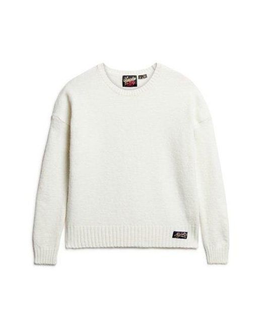 Superdry White Essential Crew Neck Jumper