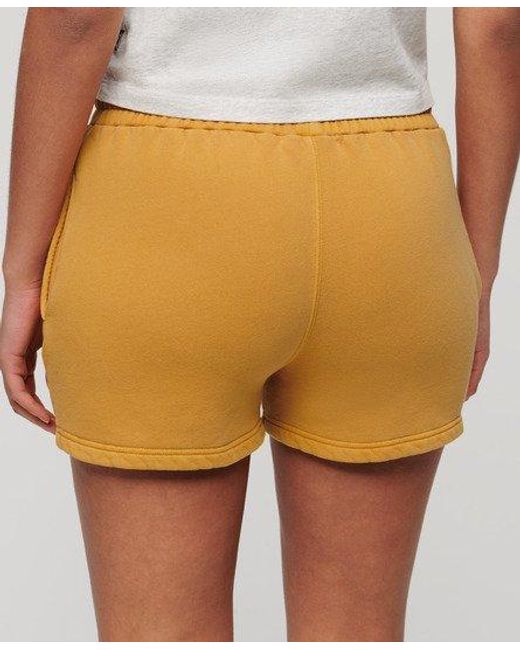Superdry Yellow Loose Fit Embroidered Vintage Wash Sweat Shorts