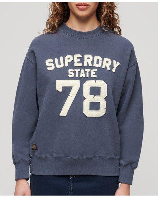 Superdry Athletic Sweatshirt Met Appliqué En Losse Pasvorm in het Blue