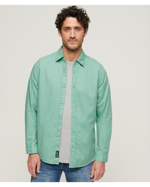 Superdry Green & Co Classic Overdyed Organic Cotton Long Sleeve Shirt for men