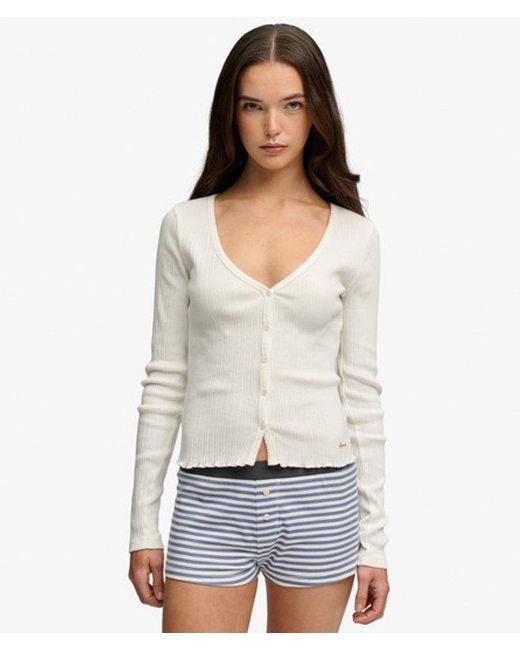 Superdry White & Co Essential Button Long Sleeve Top