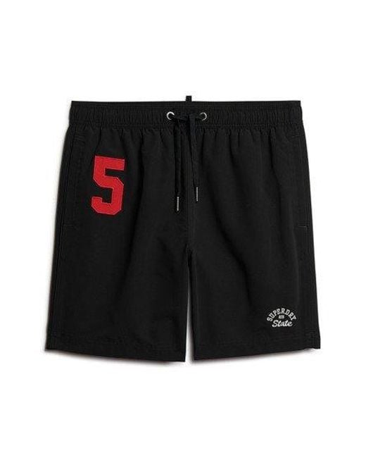Superdry Black Recycled Polo 17-inch Swim Shorts for men