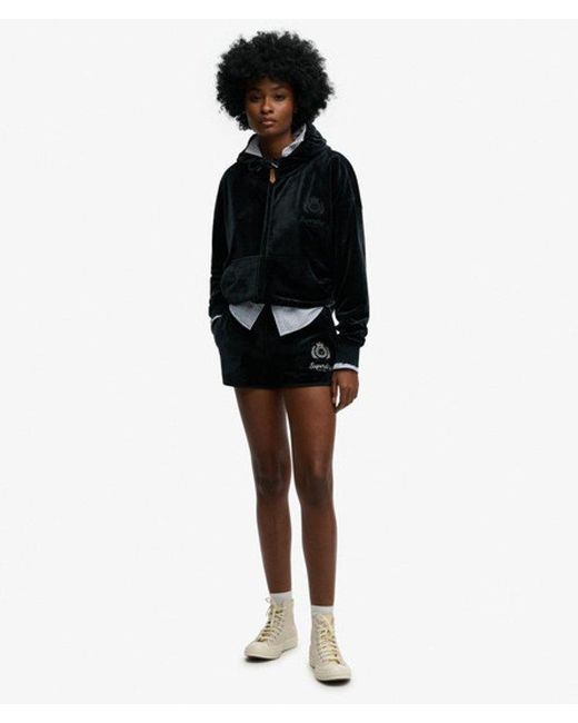 Superdry Black & Co Country Club Velour Zip Hoodie