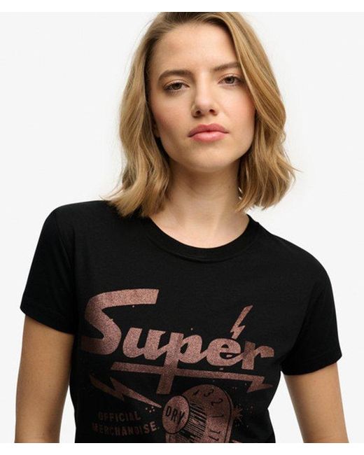 Superdry Black & Co Band Merch Fitted T-shirt