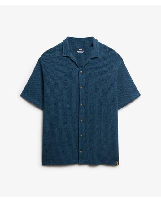 Superdry Blue Knitted Texture Shirt for men