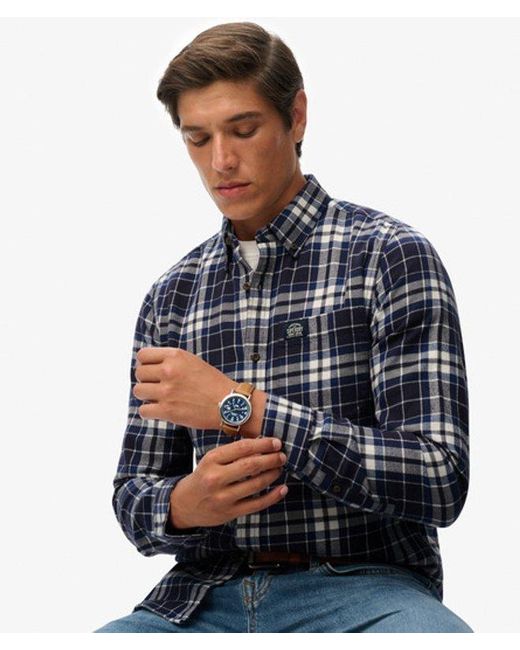 Superdry Blue & Co Long Sleeve Cotton Lumberjack Shirt for men