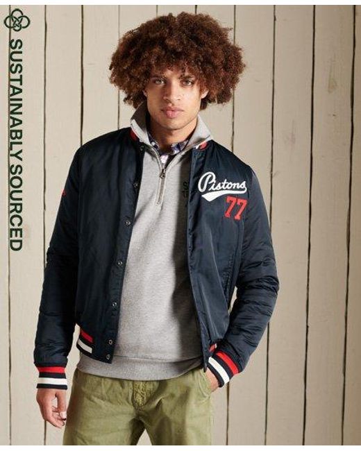 Superdry Blue Varsity Bomber Jacket Nordic Chrome for men