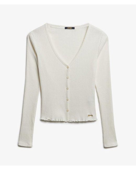 Superdry White & Co Essential Button Through Long Sleeve Top