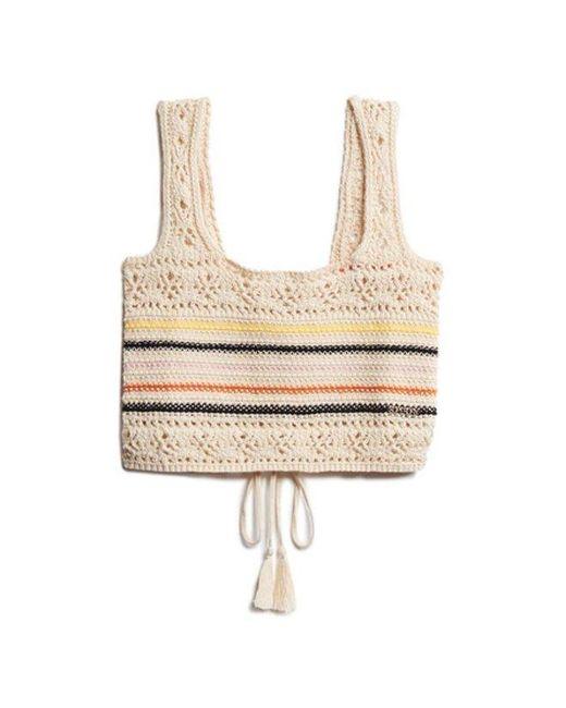 Superdry Kort Gehaakt Hemdtopje Met Vetersluiting in het Multicolor