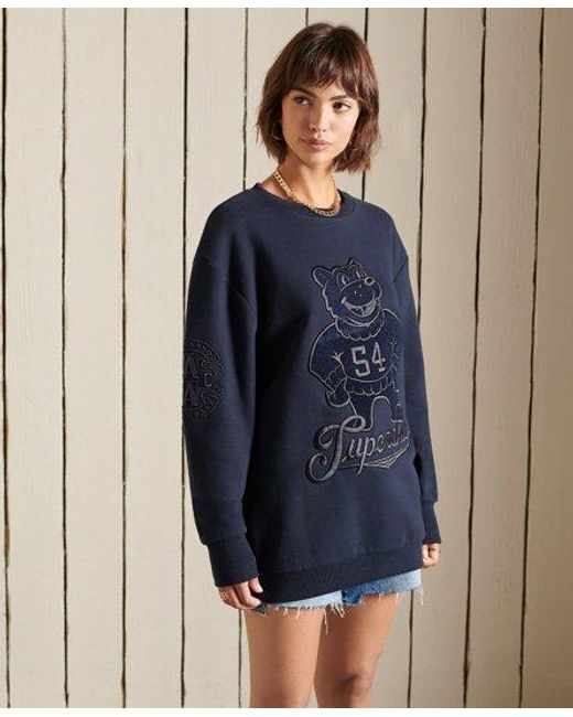 Superdry Blue Oversized Collegiate Crew Sweatshirt Eclipse