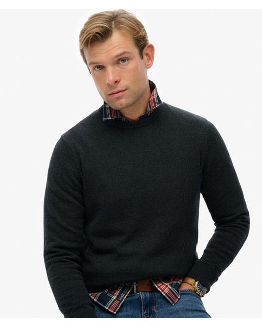 Superdry Black Essentials Cotton Jumper for men