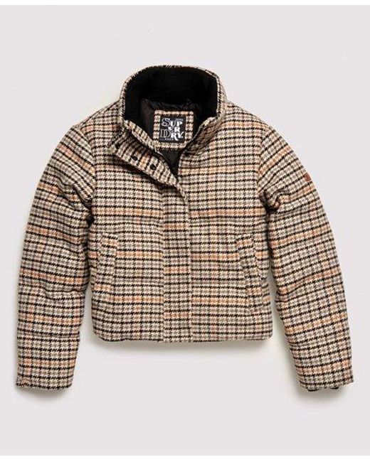Superdry Gray Quake Puffer Jacket Check