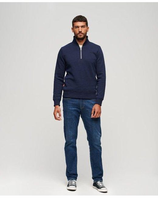 Superdry Blue Essential Half Zip Sweatshirt for men