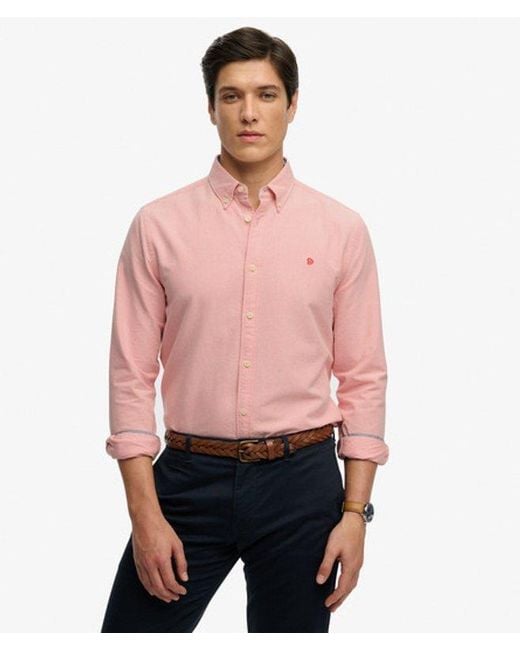 Superdry Pink & Co Preppy Oxford Long Sleeve Shirt for men