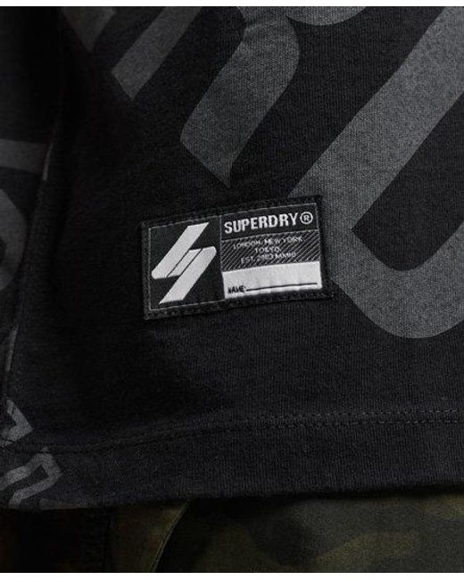 Superdry Black All Over Print Logo Loose T-Shirt for men