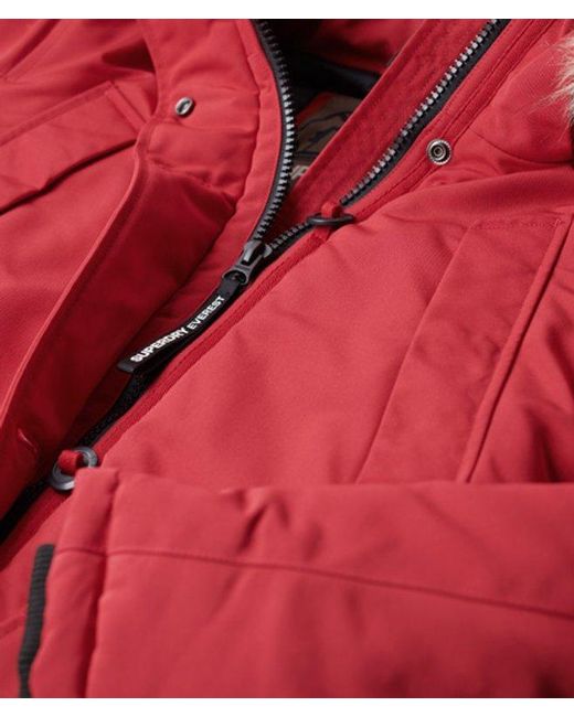 Superdry Red & Co Everest Faux Fur Hooded Parka Coat