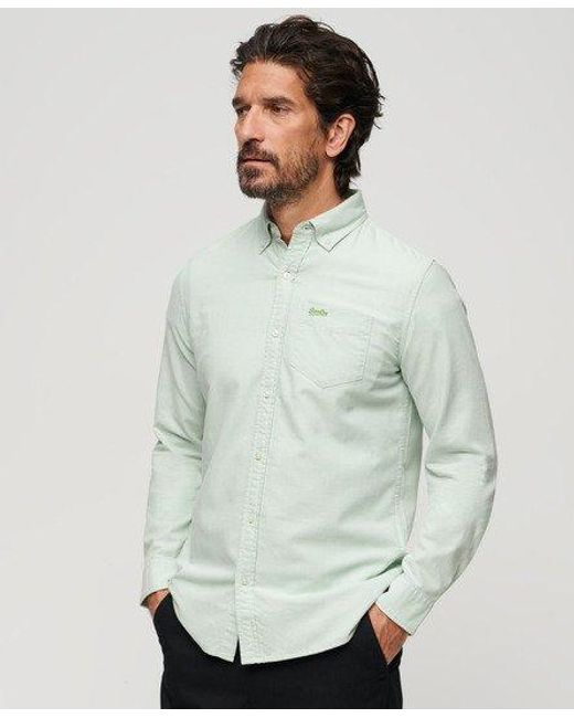 Superdry Green Long Sleeve Oxford Shirt for men