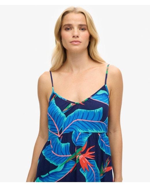Superdry Blue Lace Detail Mini Cami Beach Dress