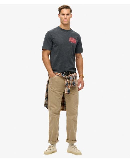 Superdry Black & Co Biker Rock Graphic Crew Neck Loose Tee for men