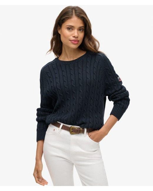 Superdry Blue & Co Slouchy Cable Knit Jumper