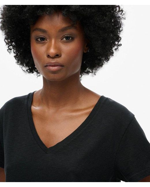 Superdry Black & Co Classic Slub Embroidered V-neck T-shirt