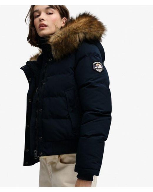 Superdry Blue Everest Hooded Bomber Jacket