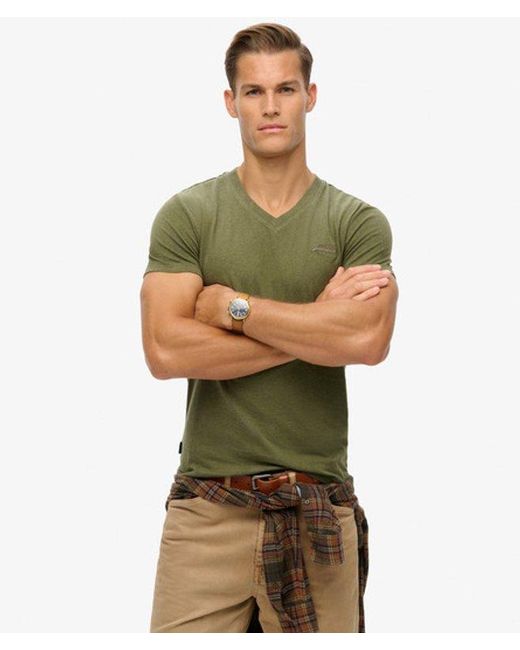 Superdry Green & Co Organic Cotton Essential Logo V Neck T-shirt for men