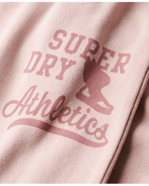 Superdry Pink Ladies Loose Fit Graphic Print Vintage Washed joggers